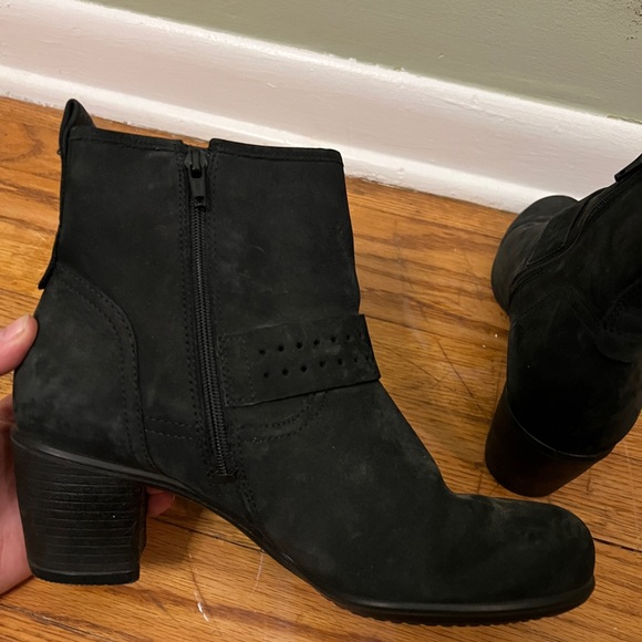 Ecco Leather Ankle Booties Heel Black Women EU 39 Buckle Fall - Picture 4 of 7